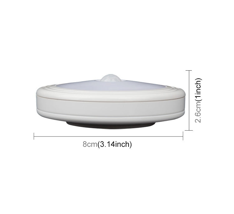 0.3W White Light Round Shape LED PIR Sensor Light , 6 LEDs 30 LM SMD-3528 for Cabinets - Sensor LED Lights by buy2fix | Online Shopping UK | buy2fix