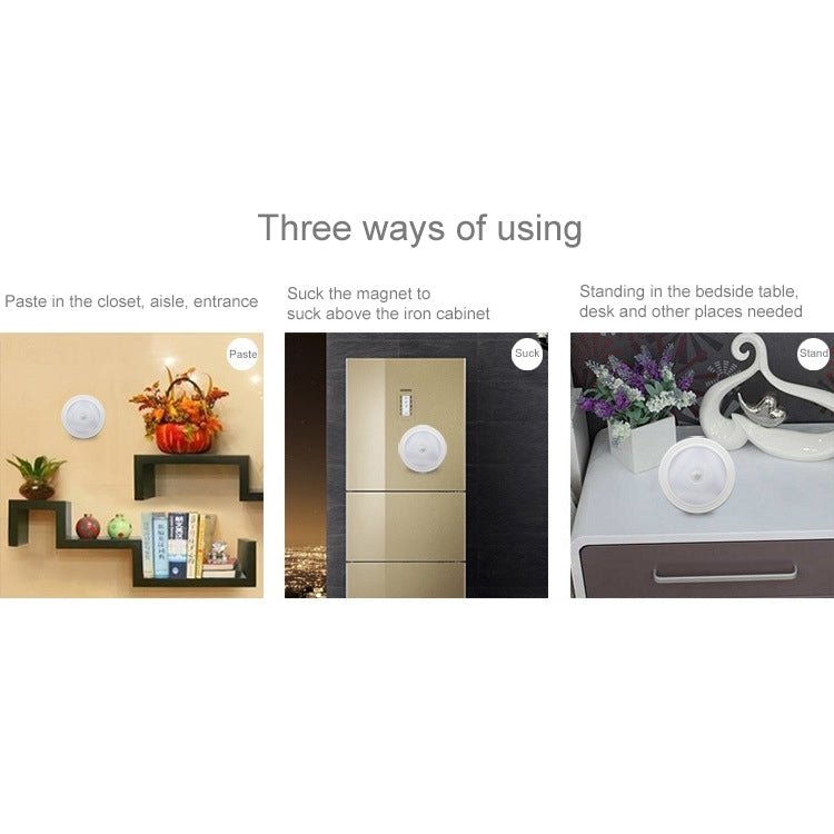 0.3W White Light Round Shape LED PIR Sensor Light , 6 LEDs 30 LM SMD-3528 for Cabinets - Sensor LED Lights by buy2fix | Online Shopping UK | buy2fix