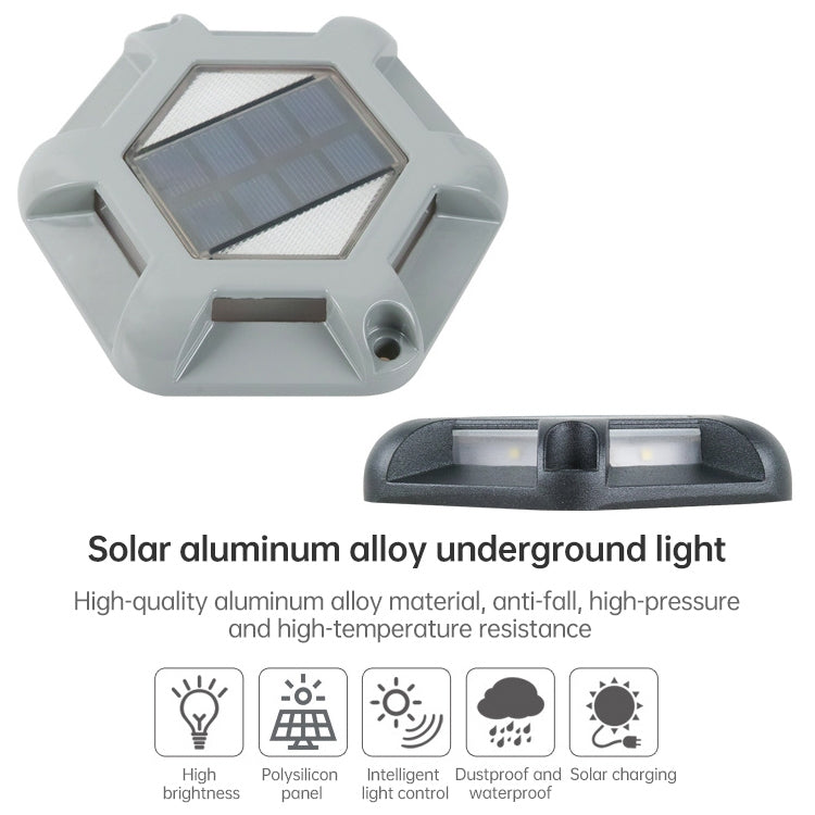 6 LEDs Outdoor Waterproof Aluminum Alloy High Compression Solar Buried Light Road Lighting Lamp, Color Temperature: 6000K (Black White Light) - Buried Lights by buy2fix | Online Shopping UK | buy2fix