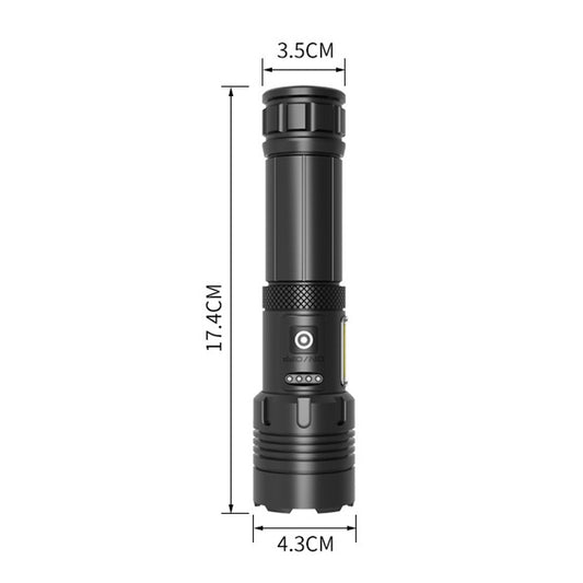 Short Style Micro USB Charging Outdoor Waterproof P70 + COB LED Flashlight, Support Power Display & Telescopic Focusing & 7-level Brightness Adjustment by buy2fix