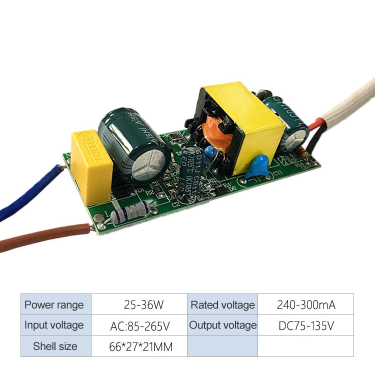 25-36W LED Driver Adapter Isolated Power Supply AC 85-265V to DC 75-135V - LED Drivers by buy2fix | Online Shopping UK | buy2fix