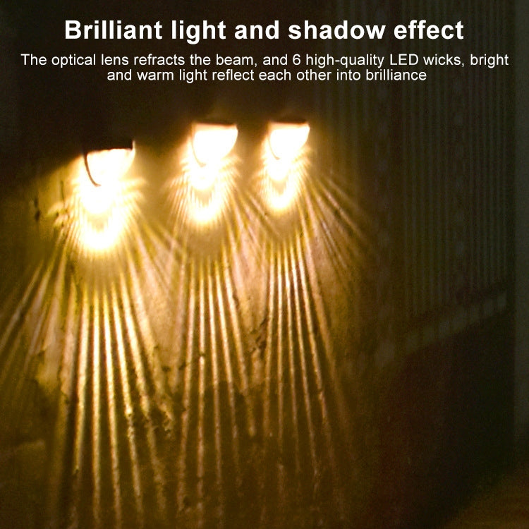 6 LED Outdoor Solar Water Drop Fence Light(Warm White) - Solar Lights by buy2fix | Online Shopping UK | buy2fix