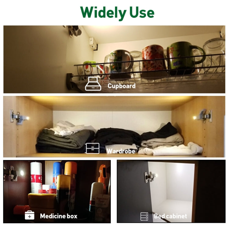 10 PCS 0.3W Universal Inner Hinge LED Sensor lamp Cupboard 3 LEDs Night light Auto ON/OFF Bulb(Warm White) by buy2fix
