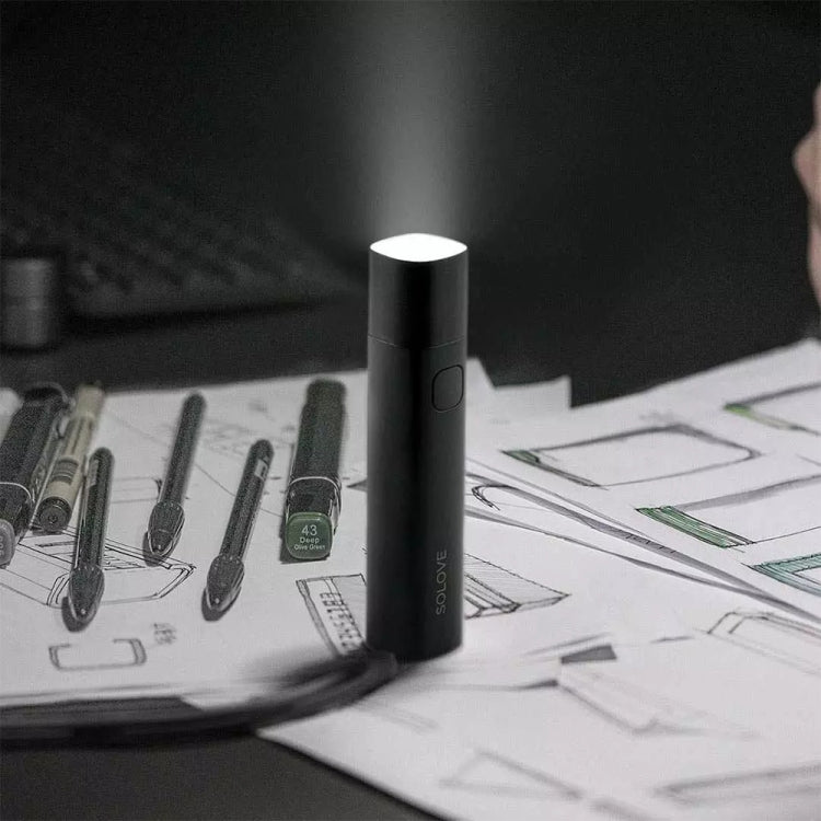 Original Xiaomi Youpin SOLOVE LED Flashlight 3000mAh USB Multi-function Portable Lighting(Black) - LED Flashlight by Xiaomi | Online Shopping UK | buy2fix