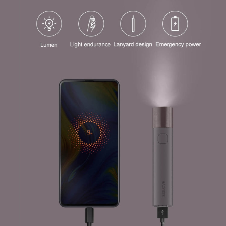Original Xiaomi Youpin SOLOVE LED Flashlight 3000mAh USB Multi-function Portable Lighting(Black) - LED Flashlight by Xiaomi | Online Shopping UK | buy2fix