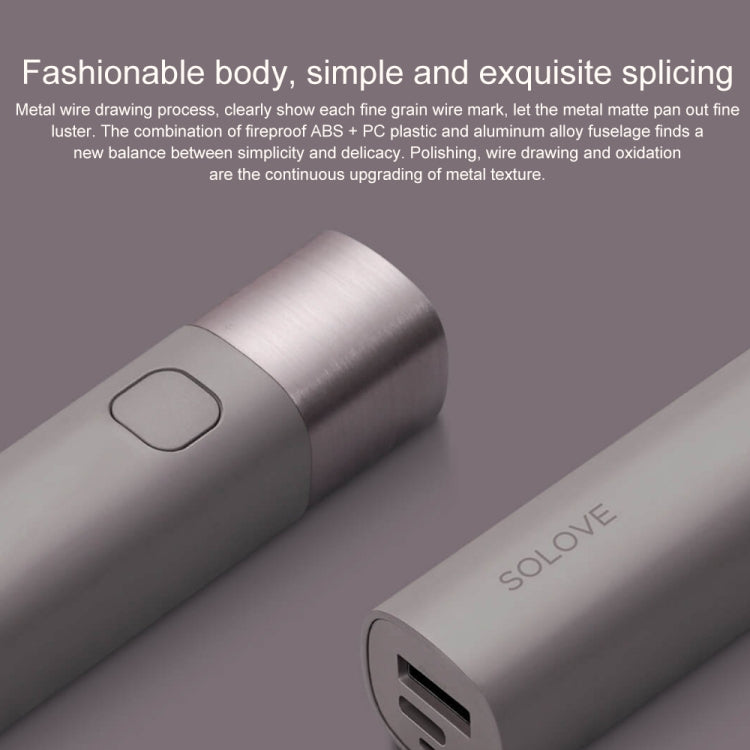 Original Xiaomi Youpin SOLOVE LED Flashlight 3000mAh USB Multi-function Portable Lighting(Black) - LED Flashlight by Xiaomi | Online Shopping UK | buy2fix