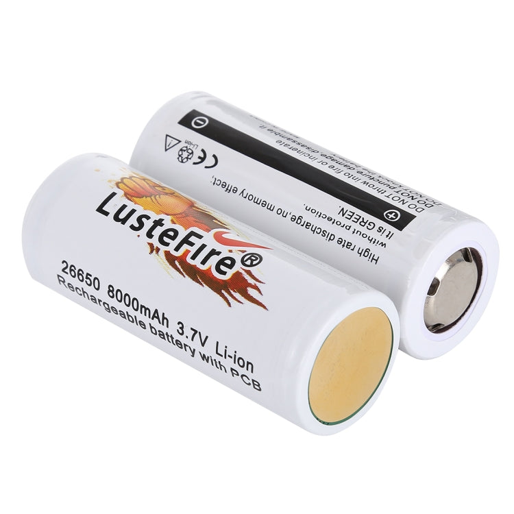 LusteFire 2 PCS 8000mAh 3.7V 26650 Lithium Rechargeable Battery with PCB by buy2fix