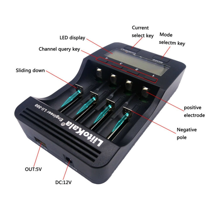 LiitoKala lii-500 Lithium Battery Charger for Li-ion IMR 18650, 26650, 16340, 14500, 10440, 18500, US Plug - Charger & Converter by buy2fix | Online Shopping UK | buy2fix