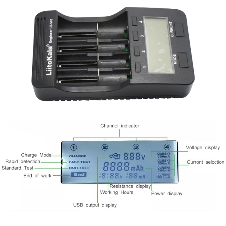 LiitoKala lii-500 Lithium Battery Charger for Li-ion IMR 18650, 26650, 16340, 14500, 10440, 18500, US Plug - Charger & Converter by buy2fix | Online Shopping UK | buy2fix