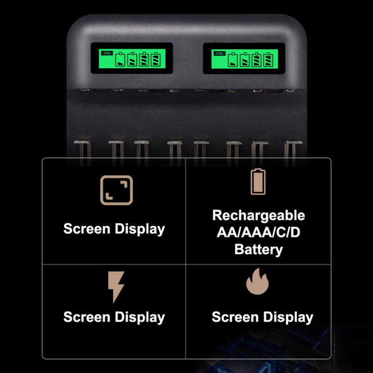5V 2A USB 8 Slot Battery Charger for AA & AAA & C / D Battery, with LCD Display - Charger & Converter by buy2fix | Online Shopping UK | buy2fix