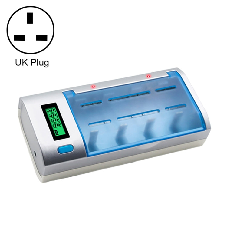 AC 100-240V 4 Slot Battery Charger for AA & AAA & C / D Size Battery, with LCD Display, UK Plug - Charger & Converter by buy2fix | Online Shopping UK | buy2fix