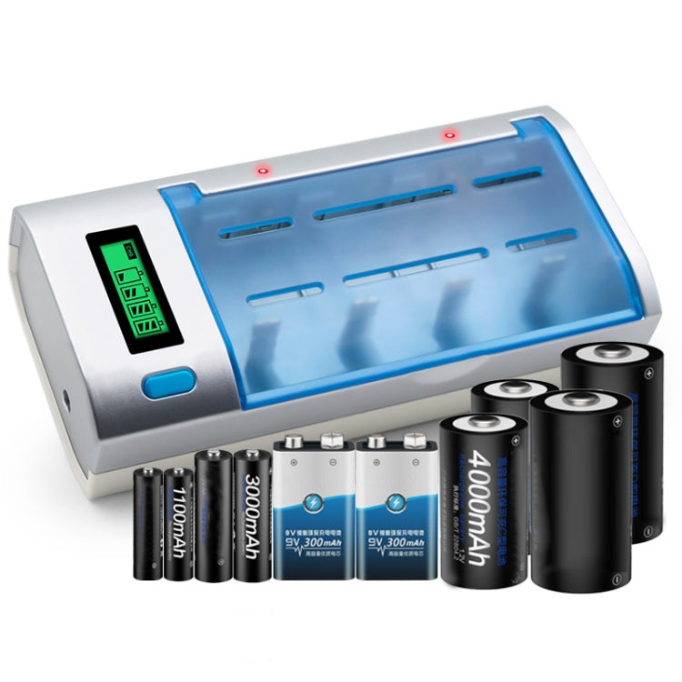 AC 100-240V 4 Slot Battery Charger for AA & AAA & C / D Size Battery, with LCD Display, UK Plug - Charger & Converter by buy2fix | Online Shopping UK | buy2fix
