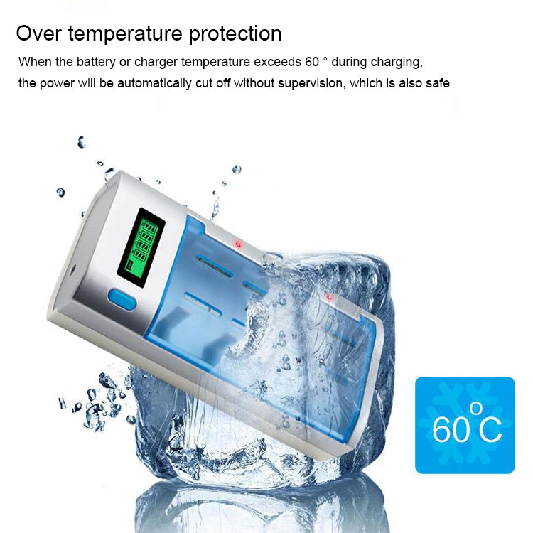AC 100-240V 4 Slot Battery Charger for AA & AAA & C / D Size Battery, with LCD Display, UK Plug - Charger & Converter by buy2fix | Online Shopping UK | buy2fix
