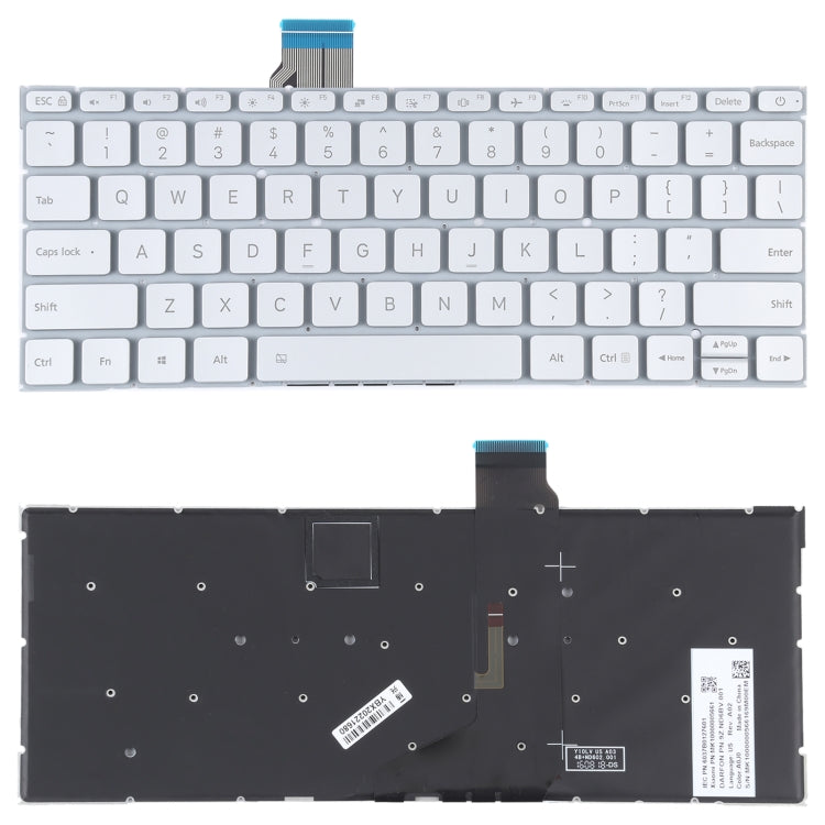 For Xiaomi Mi Notebook Air 12.5 US Version Keyboard with Backlight (Silver) - Replacement Keyboards by buy2fix | Online Shopping UK | buy2fix