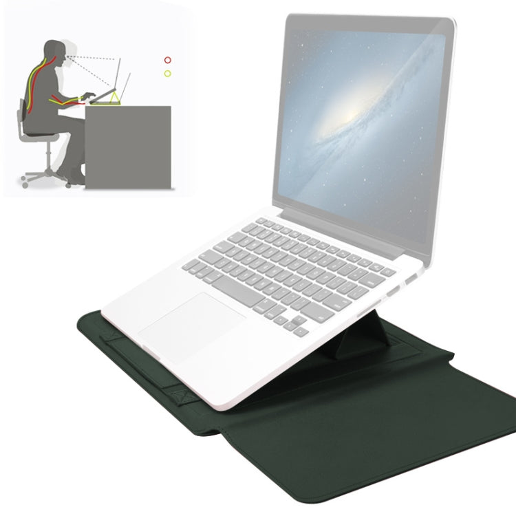4 in 1 Universal Waterproof PU Leather Laptop Liner Bag with Handle & Stand & Pen Holder + 2 Winders + Mouse Bag + Charger Bag Set for 13 / 14 inch Laptops(Green) - 13.3 inch by buy2fix | Online Shopping UK | buy2fix