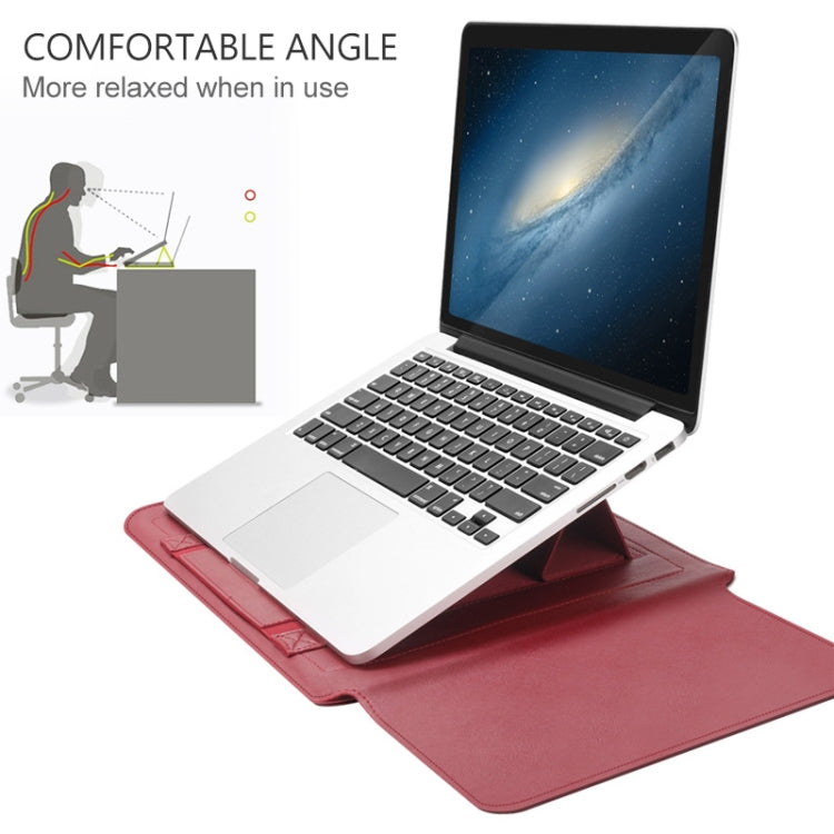 4 in 1 Universal Waterproof PU Leather Laptop Liner Bag with Handle & Stand & Pen Holder + 2 Winders + Mouse Bag + Charger Bag Set for 13 / 14 inch Laptops(Green) - 13.3 inch by buy2fix | Online Shopping UK | buy2fix