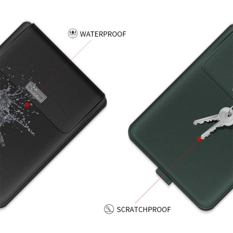 4 in 1 Universal Waterproof PU Leather Laptop Liner Bag with Handle & Stand & Pen Holder + 2 Winders + Mouse Bag + Charger Bag Set for 13 / 14 inch Laptops(Green) - 13.3 inch by buy2fix | Online Shopping UK | buy2fix