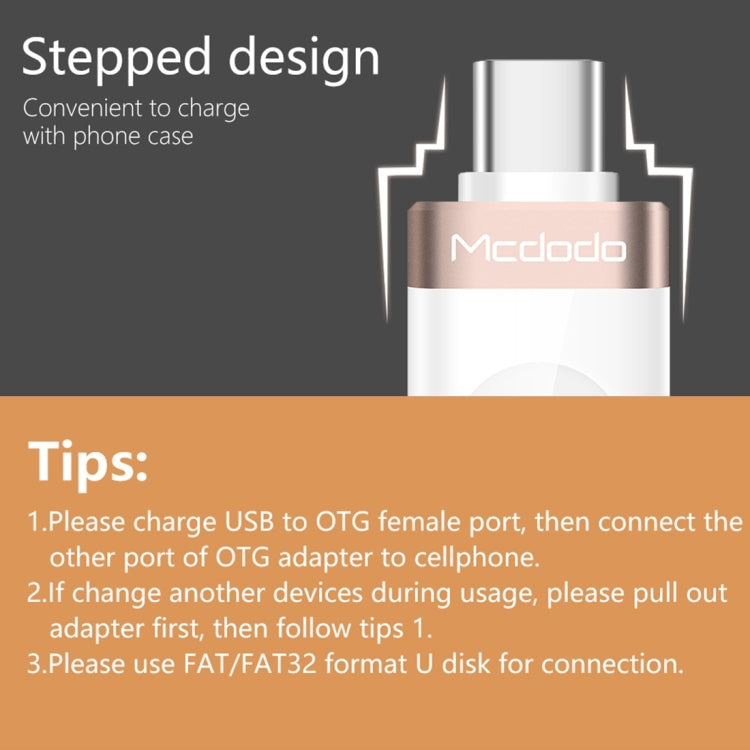 Mcdodo OT-1942 USB-C / Type-C to USB 3.0 AF Data Transmission Charging OTG Adapter(Gold) - OTG Adapter by Mcdodo | Online Shopping UK | buy2fix
