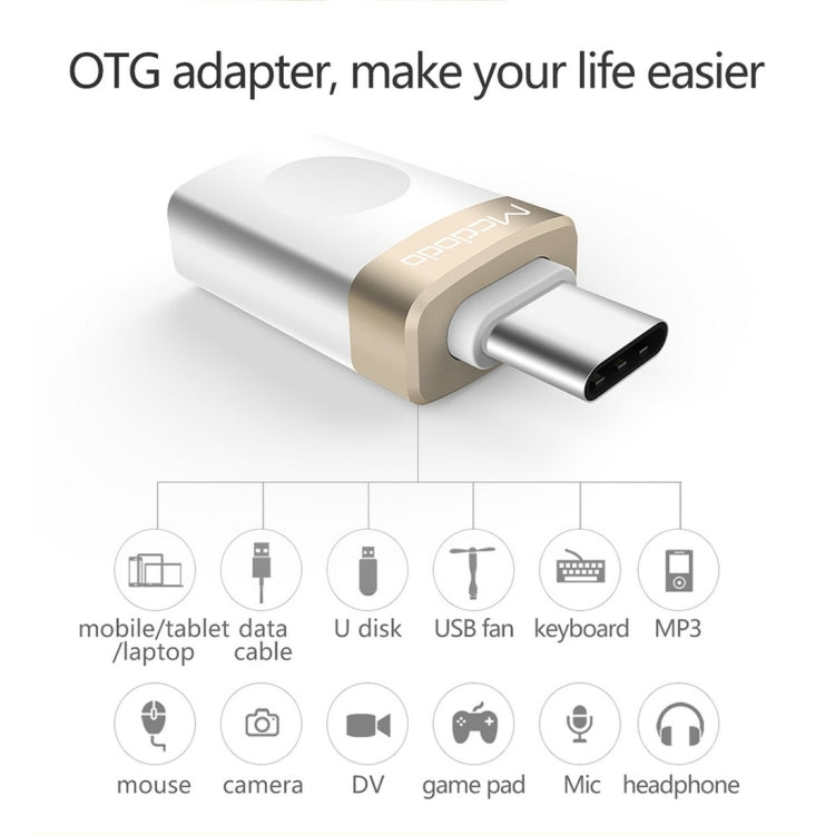 Mcdodo OT-1942 USB-C / Type-C to USB 3.0 AF Data Transmission Charging OTG Adapter(Gold) - OTG Adapter by Mcdodo | Online Shopping UK | buy2fix