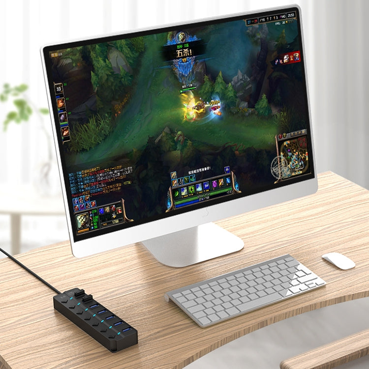 7 Ports USB 3.0 High Speed Multi Hub Expansion with Switch for PC & Laptop by buy2fix