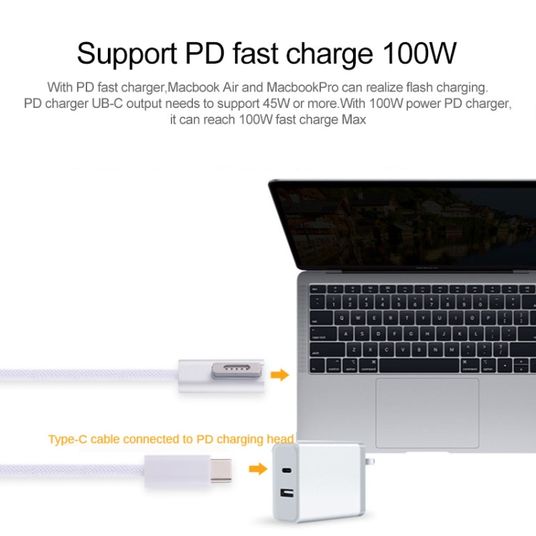 45W / 65W / 85W / 100W 5 Pin MagSafe 1 (L-Shaped) to USB-C / Type-C PD Charging Cable by buy2fix