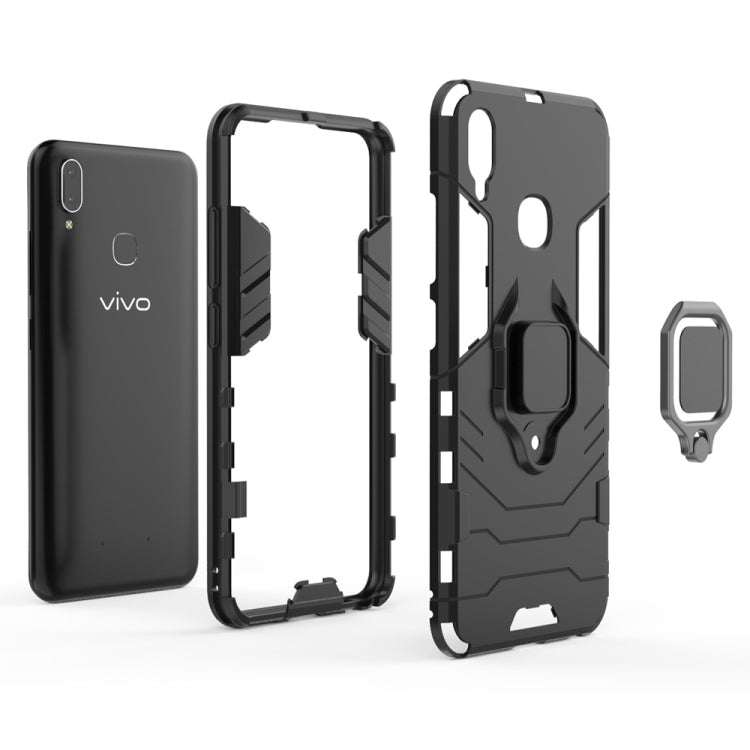 PC + TPU Shockproof Protective Case with Magnetic Ring Holder for Vivo Y95 (Navy Blue) - More Brand by buy2fix | Online Shopping UK | buy2fix