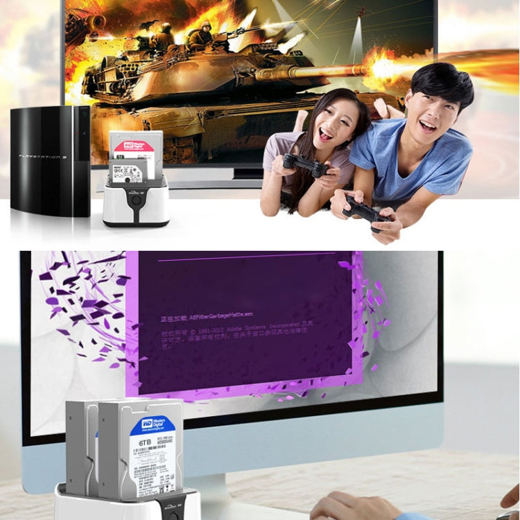 Blueendless 2.5 / 3.5 inch SATA USB 3.0 2 Bay Hard Drive Dock (UK Plug) by Blueendless