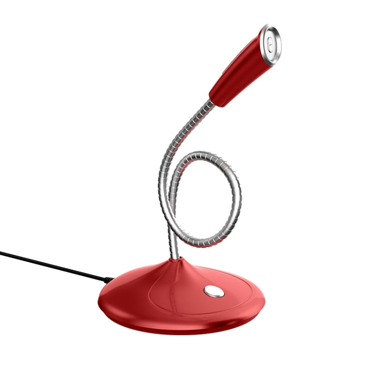 BK Desktop Gooseneck Adjustable USB Wired Audio Microphone, Built-in Sound Card, Compatible with PC / Mac for Live Broadcast, Show, KTV, etc.(Red) - Microphone by buy2fix | Online Shopping UK | buy2fix
