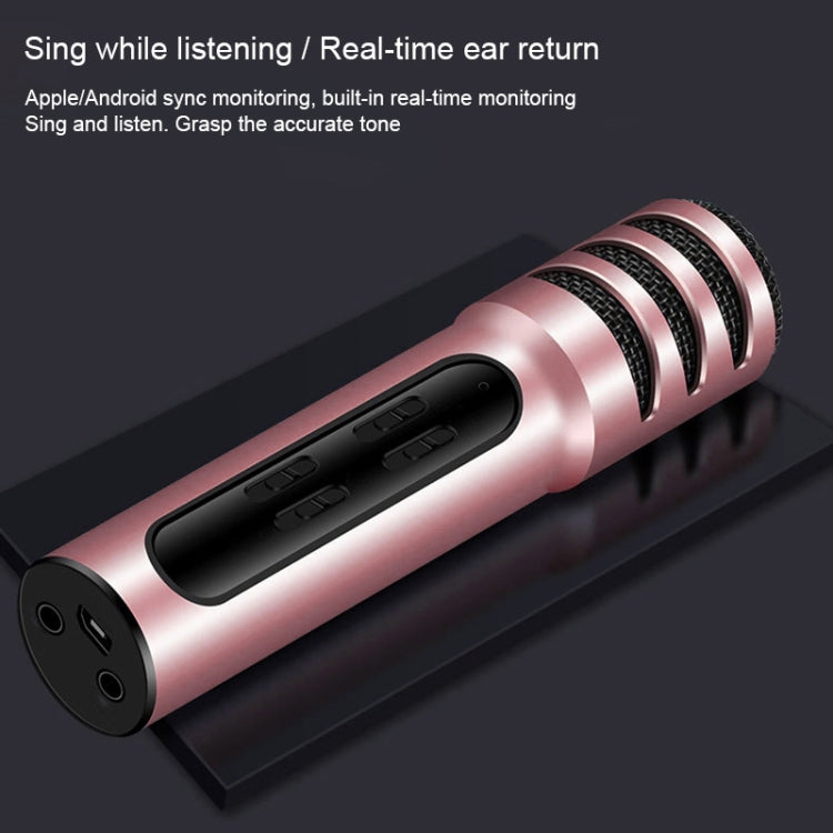 BGN-C7 Condenser Microphone Dual Mobile Phone Karaoke Live Singing Microphone Built-in Sound Card(Pink) - Microphone by buy2fix | Online Shopping UK | buy2fix