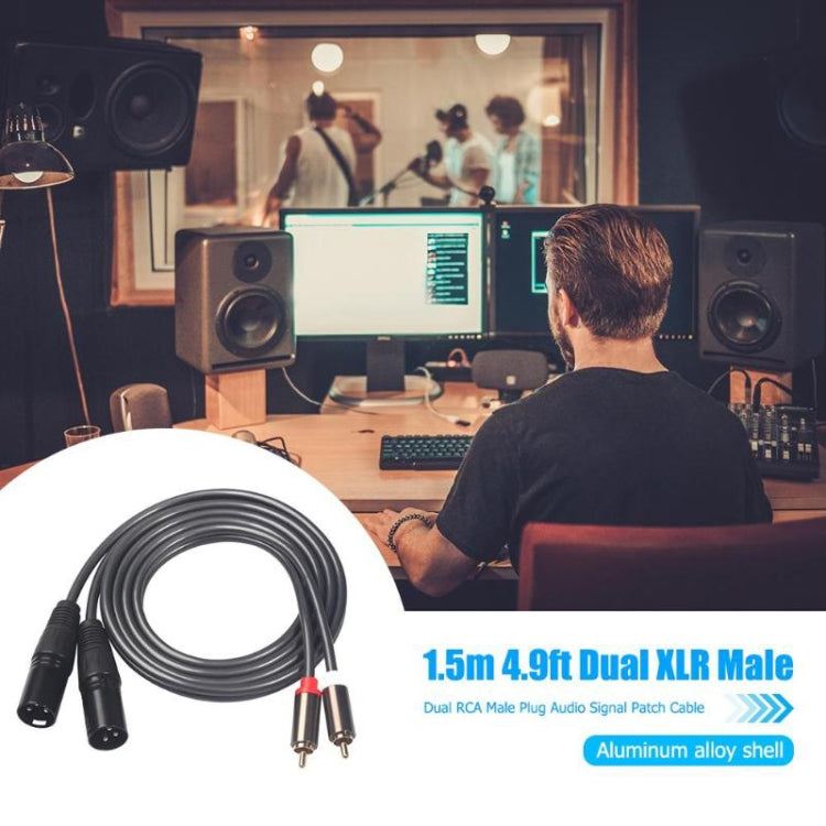 366119-15 2 RCA Male to 2 XLR 3 Pin Male Audio Cable, Length: 1.5m - Microphone Audio Cable & Connector by buy2fix | Online Shopping UK | buy2fix
