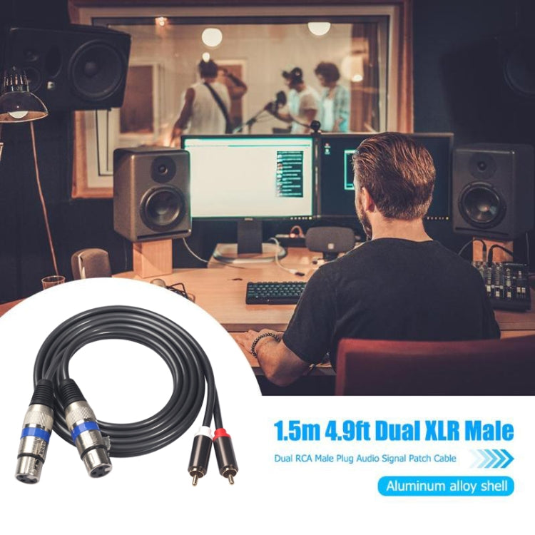 366156-15 2 RCA Male to 2 XLR 3 Pin Female Audio Cable, Length: 1.5m - Microphone Audio Cable & Connector by buy2fix | Online Shopping UK | buy2fix