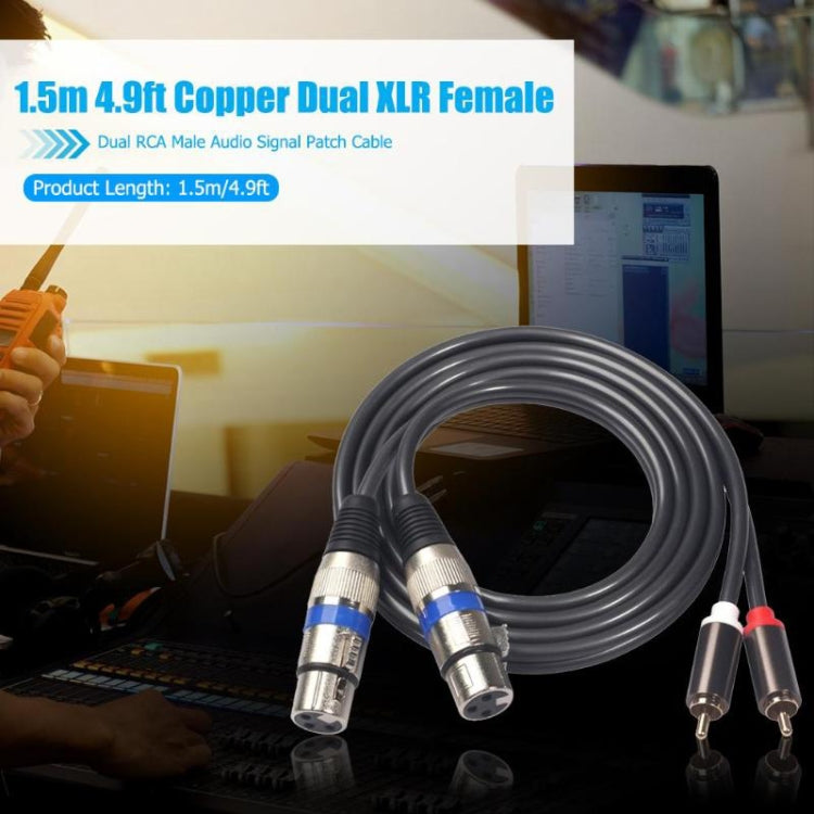 366156-15 2 RCA Male to 2 XLR 3 Pin Female Audio Cable, Length: 1.5m - Microphone Audio Cable & Connector by buy2fix | Online Shopping UK | buy2fix
