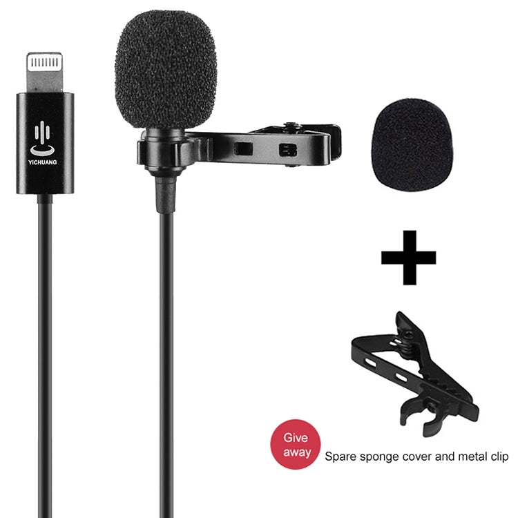 YICHUANG YC-LM10II 8 Pin Port Intelligent Noise Reduction Condenser Lavalier Microphone, Cable Length: 1.5m - Microphone by YICHUANG | Online Shopping UK | buy2fix