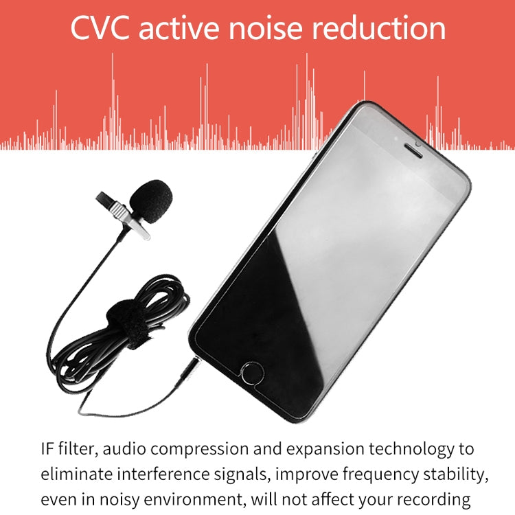 YICHUANG YC-LM10II 8 Pin Port Intelligent Noise Reduction Condenser Lavalier Microphone, Cable Length: 1.5m - Microphone by YICHUANG | Online Shopping UK | buy2fix