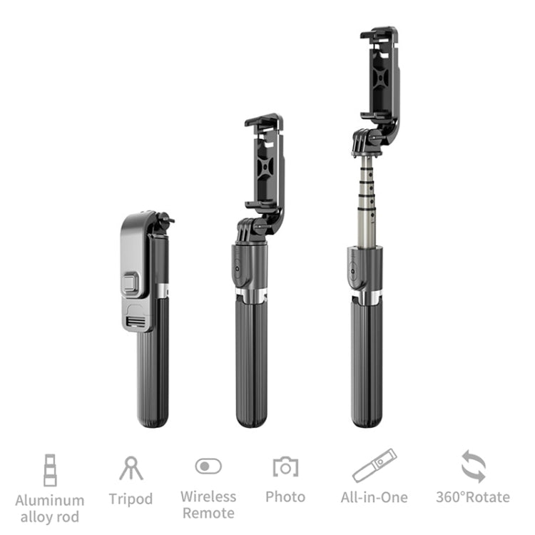 L03 Aluminum Alloy Foldable Bluetooth Tripod Selfie Stick (Black) - Selfie Sticks by buy2fix | Online Shopping UK | buy2fix