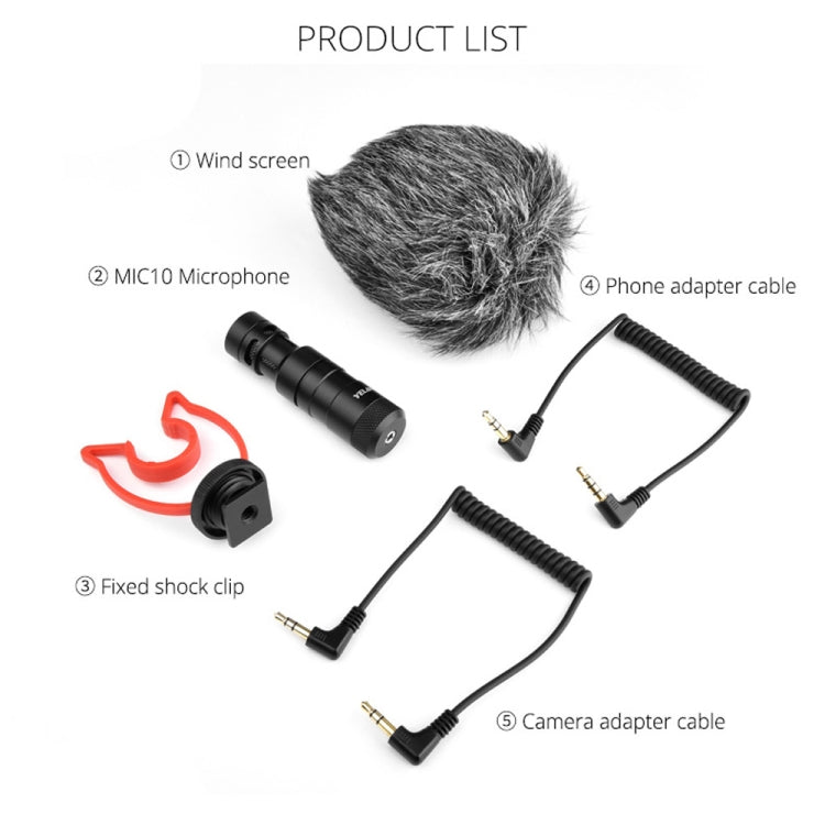 YELANGU MIC10 YLG9920A Professional Interview Condenser Video Shotgun Microphone with 3.5mm Audio Cable for DSLR & DV Camcorder (Black) by YELANGU
