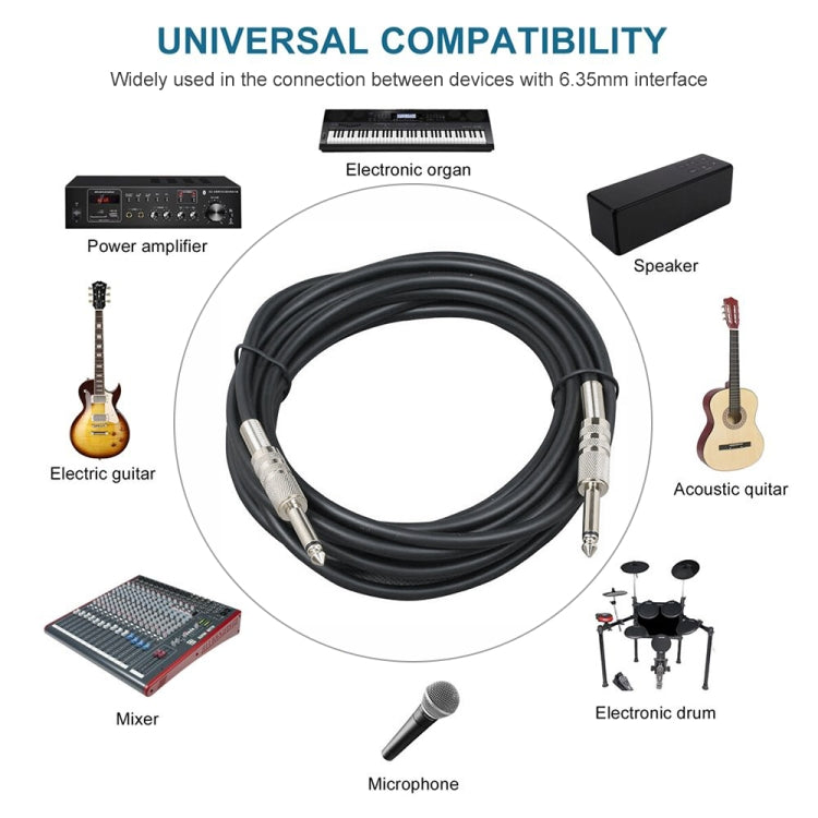 1.8m 1/4 inch (6.35mm) Male to Male Shielded Jack Mono Plugs Audio Patch Cable - Microphone Audio Cable & Connector by buy2fix | Online Shopping UK | buy2fix