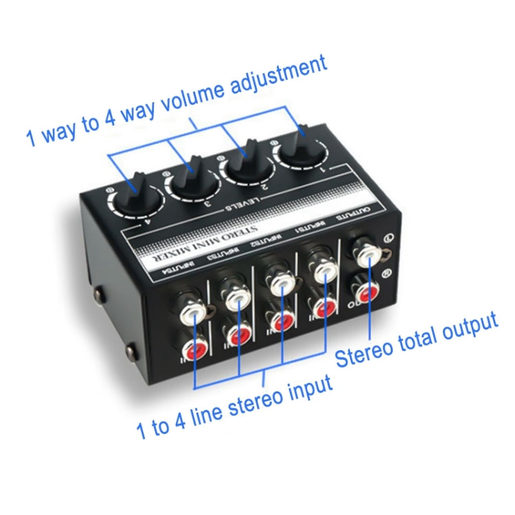 CX400 Audio Stereo Hub 4 Channel Mixer Controller(Black) - Live Sound Effects Processors by buy2fix | Online Shopping UK | buy2fix