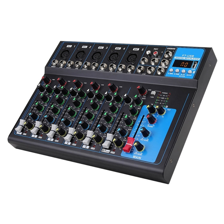 F7 Home 7-channel Bluetooth USB Reverb Mixer, EU Plug(Black) - Live Sound Effects Processors by buy2fix | Online Shopping UK | buy2fix