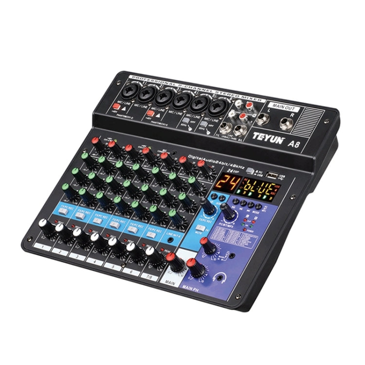 TEYUN NA8 8-channel Small Mixing Console Mobile Phone Sound Card Live Broadcast Computer Recording Console Processor, EU Plug(Black) - Live Sound Effects Processors by TEYUN | Online Shopping UK | buy2fix
