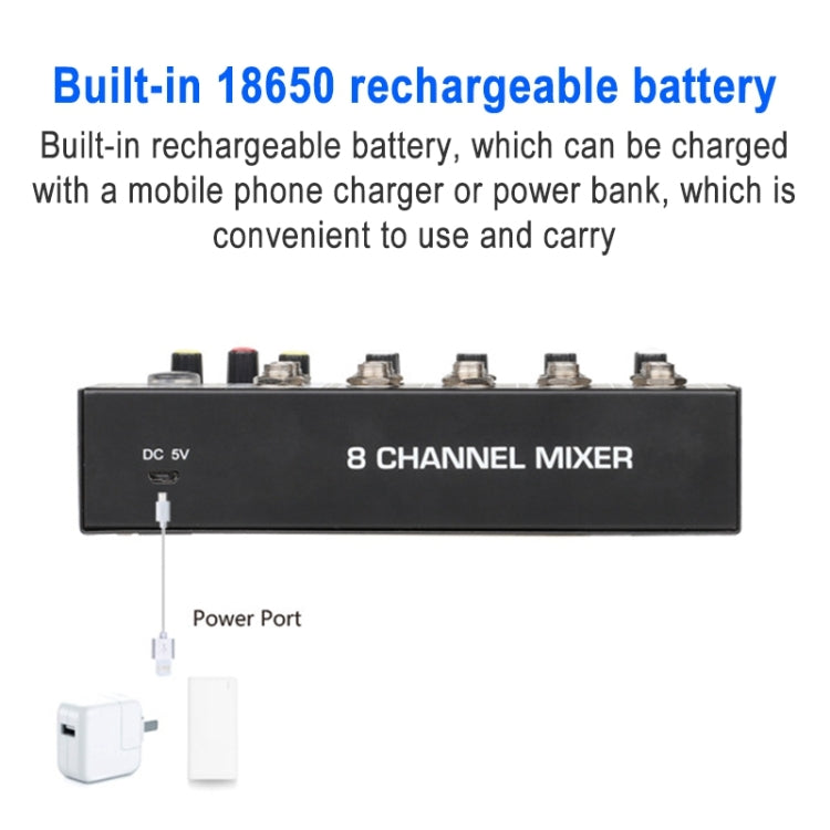 AQA 8-channel Mixer Microphone Effector (Black) by buy2fix