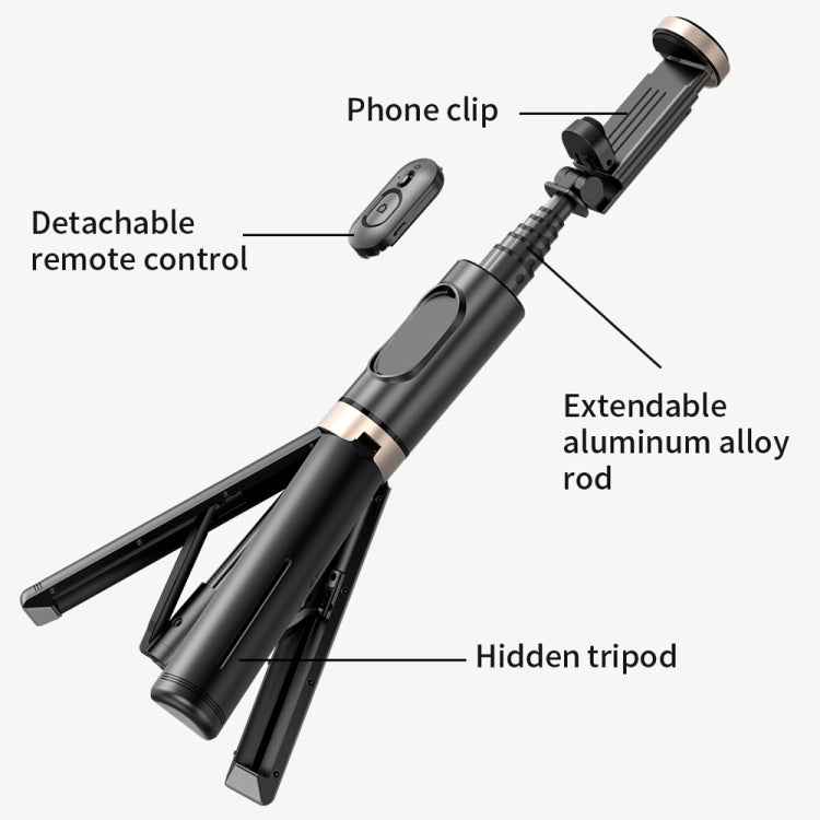 Q12 Hidden Design Reinforced Bluetooth Remote Control Tripod Selfie Stick (White) - Selfie Light by buy2fix | Online Shopping UK | buy2fix