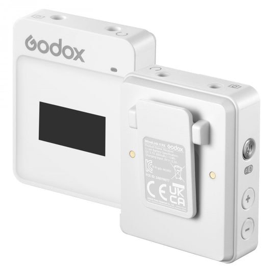 Godox MoveLink II M2 Wireless Lavalier Microphone System with 2 Transmitters and 1 Receiver for DSLR Cameras and Camcorders (White) by Godox