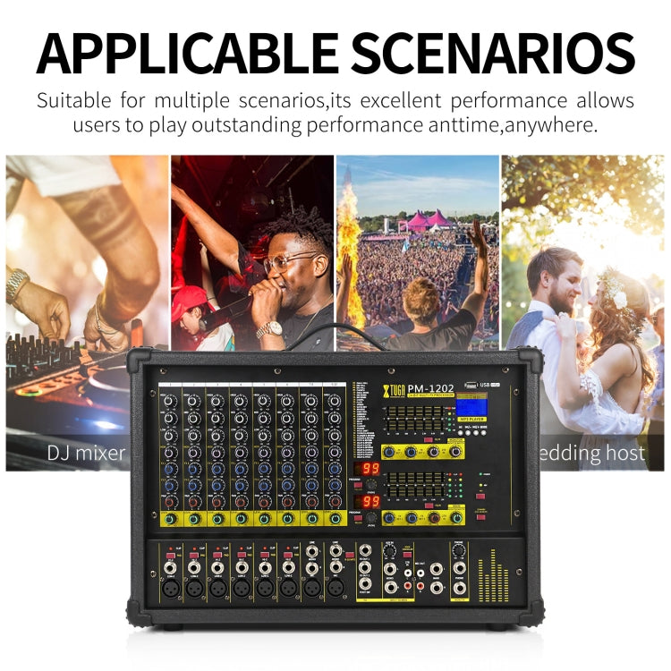 XTUGA PM1202 900W 10 Channel Stage Power Mixer 24Bit Multil-FX Processor Dual 99 DSP Effect DJ Amplifier (UK Plug) by XTUGA