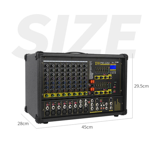 XTUGA PM1202 900W 10 Channel Stage Power Mixer 24Bit Multil-FX Processor Dual 99 DSP Effect DJ Amplifier (UK Plug) by XTUGA