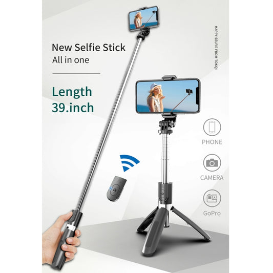 L02 100cm Multi-function Adjustable Bluetooth Self-timer Pole Tripod Selfie Stick (White) by buy2fix