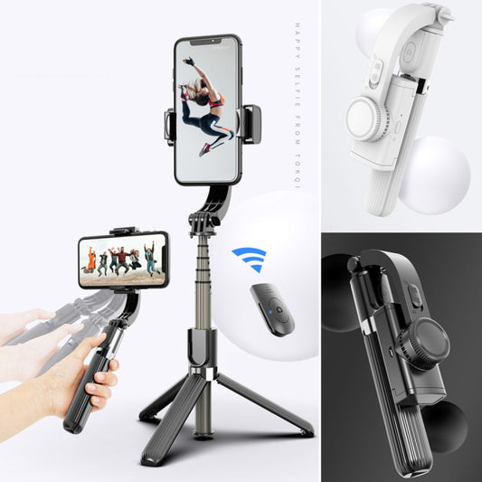 L08 Adjustable Gimbal Stabilize Bluetooth Self-timer Pole Tripod Selfie Stick(White) by buy2fix