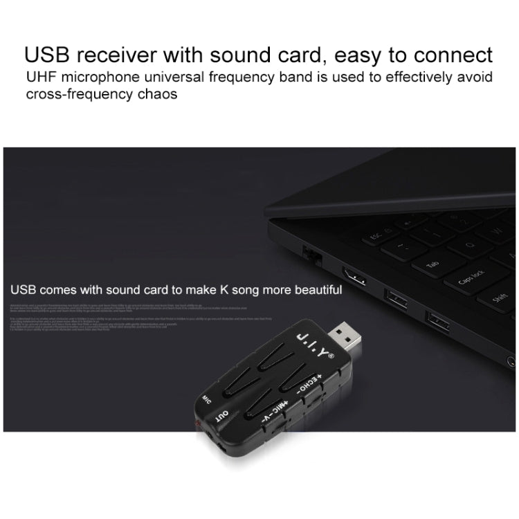 J.I.Y 2 in 1 K Song Wireless Microphones for TV PC with Audio Card USB Receiver and LED Display (Gold) - Microphone by buy2fix | Online Shopping UK | buy2fix