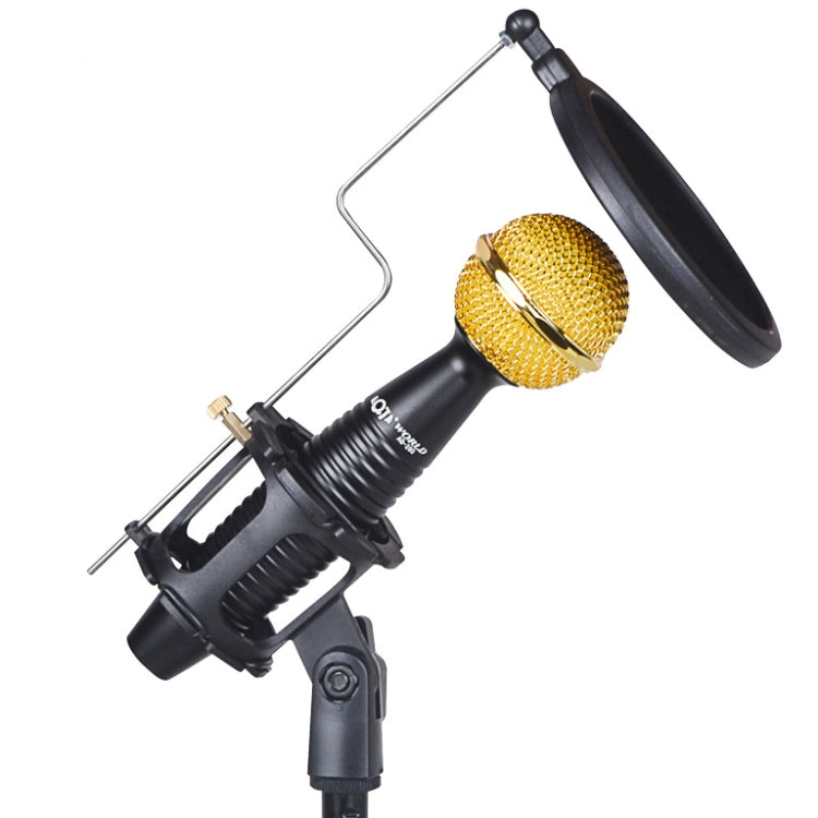 AQ-230 Zinc Alloy K Song Live Recording Noise Reduction Capacitor Microphone, with Shock Mount by buy2fix