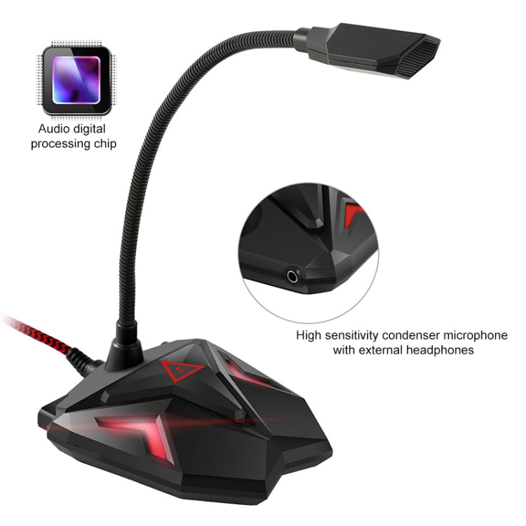G55 Capacitive Gaming Microphone with LED Indicator(Black) - Microphone by buy2fix | Online Shopping UK | buy2fix